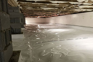 vapor barrier plastic on a crawl space