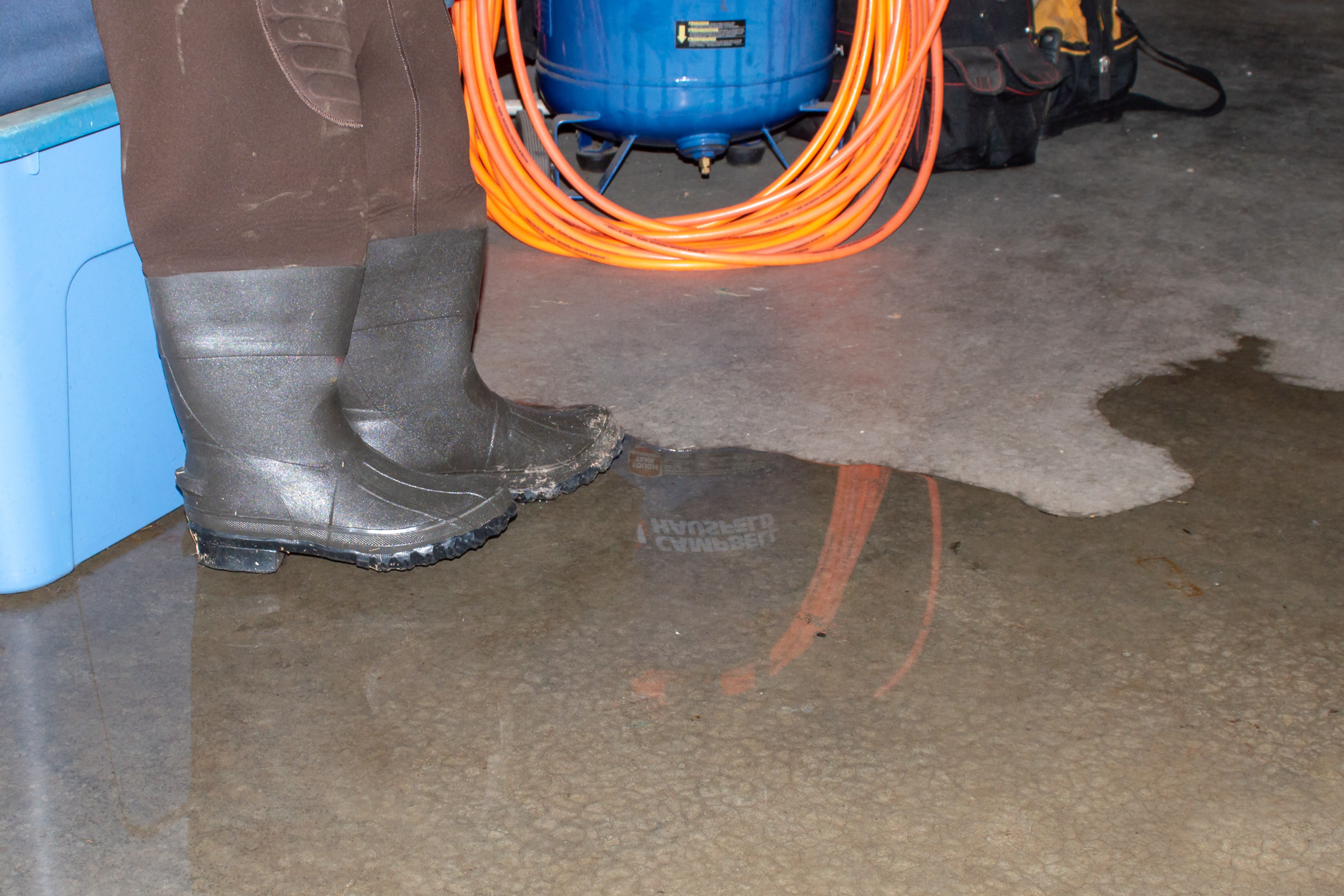 Crawl space with standing water